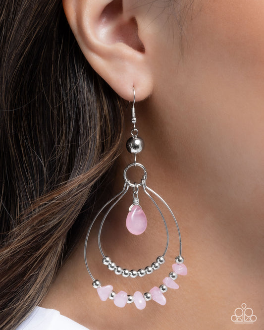 Chiseled Cascade - pink - Paparazzi earrings