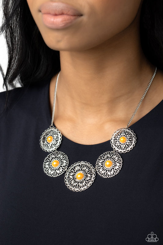Chrysanthemum Craze - orange - Paparazzi necklace