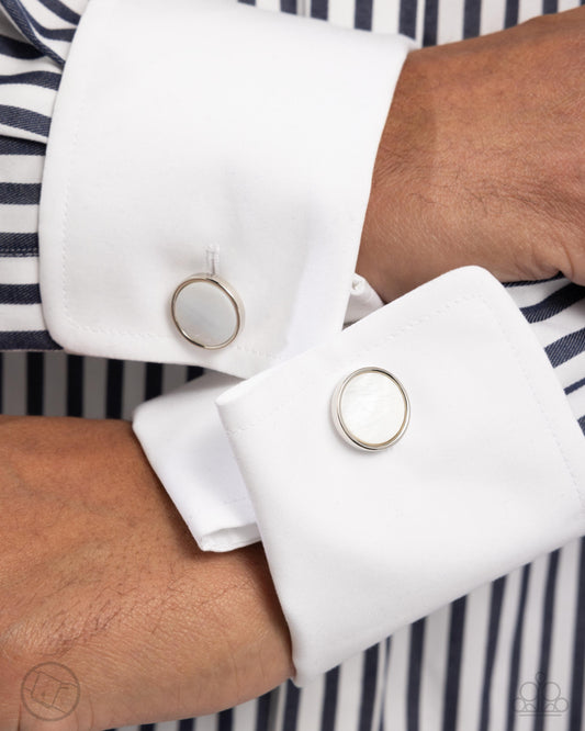 Circular Career - white - Paparazzi MENS cufflinks