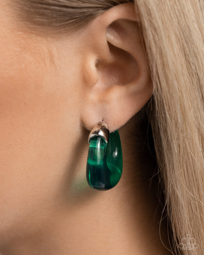 Clear Charm - green - Paparazzi earrings