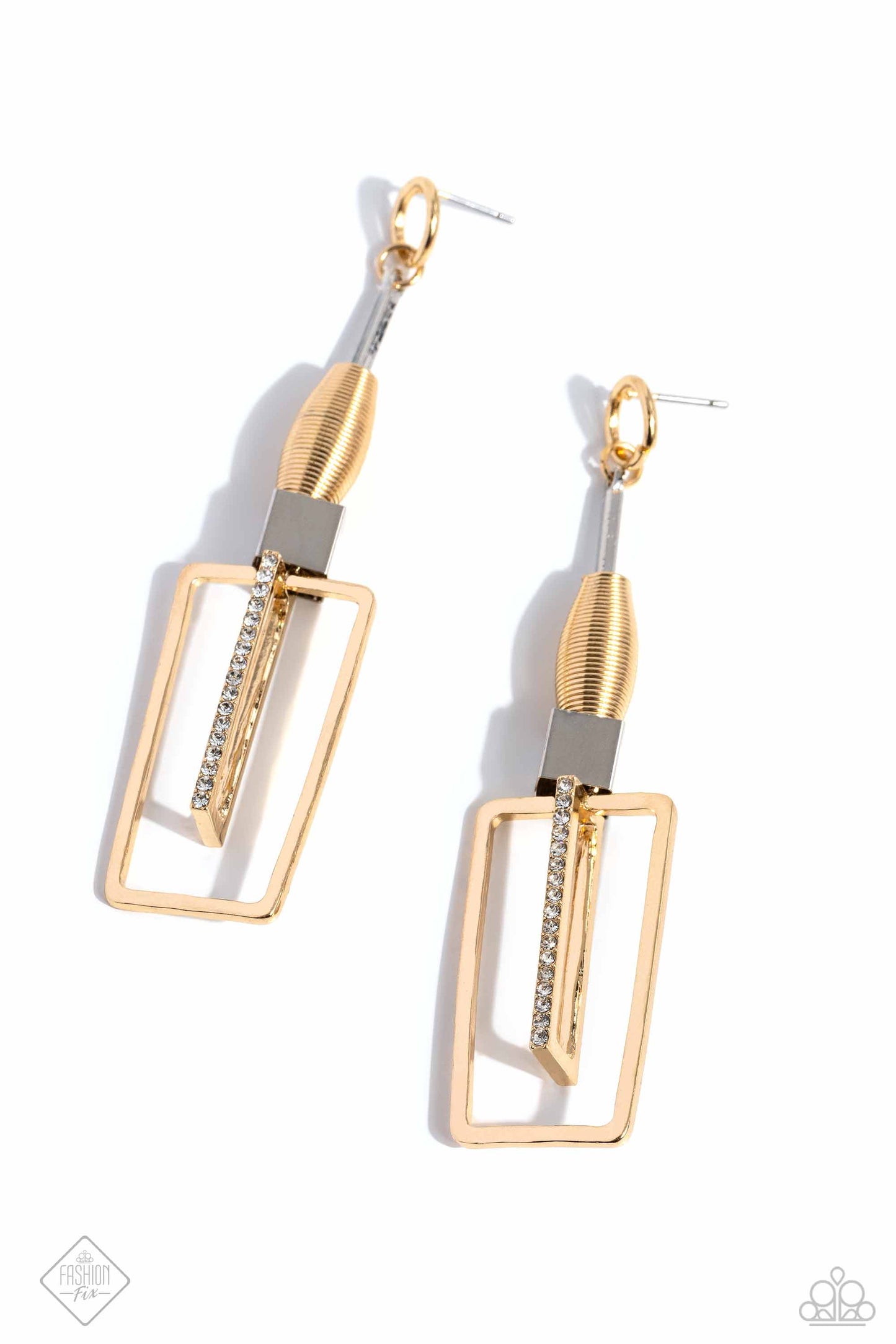 Clear the SQUARE - gold - Paparazzi earrings