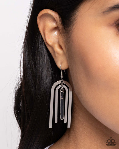 Coarse Conversation - black - Paparazzi earrings