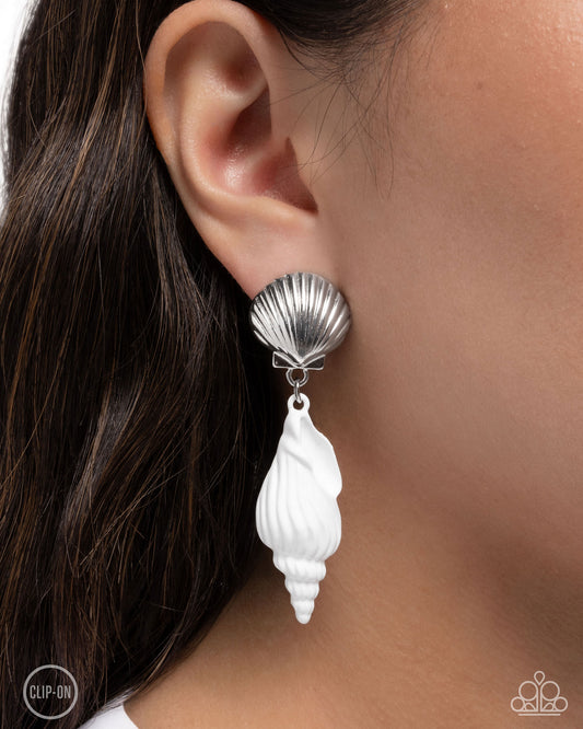 Coastal Collage - white - Paparazzi CLIP ON earrings