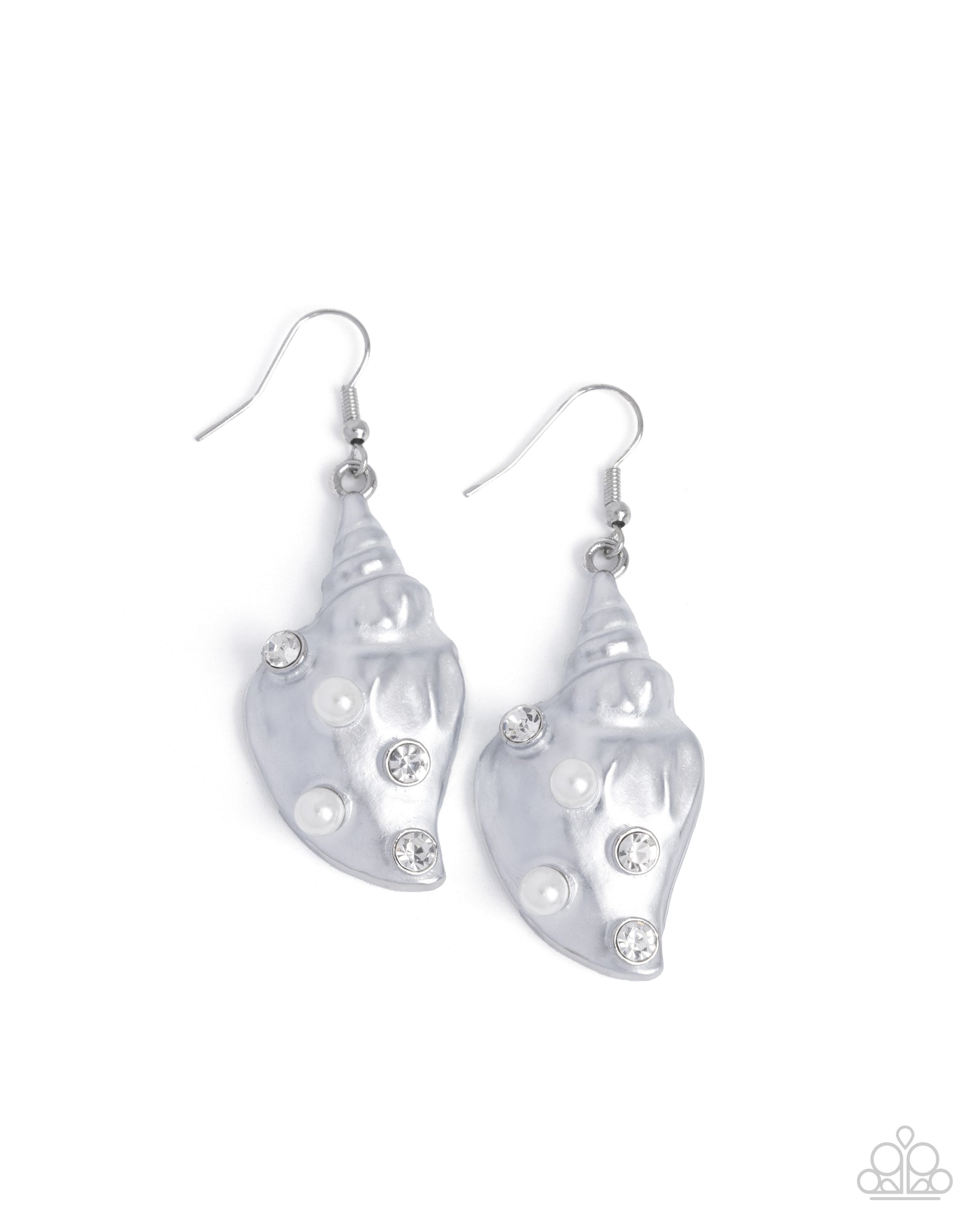 Coastal Conch - white - Paparazzi earrings