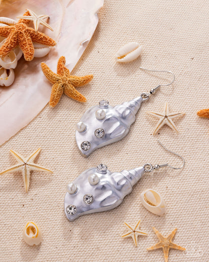 Coastal Conch - white - Paparazzi earrings