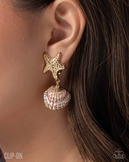 Coastal Craze - gold - Paparazzi CLIP ON earrings