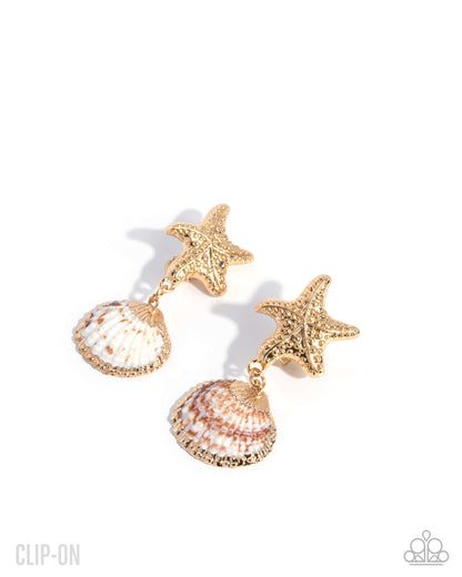 Coastal Craze - gold - Paparazzi CLIP ON earrings
