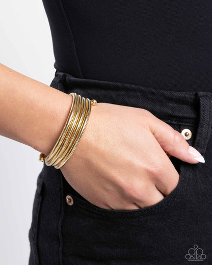 Coiled Command - gold - Paparazzi bracelet