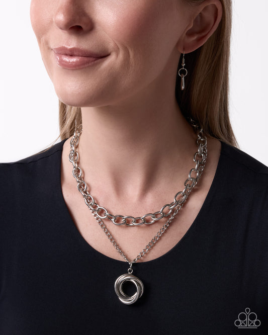 Coiled Credit - silver - Paparazzi necklace
