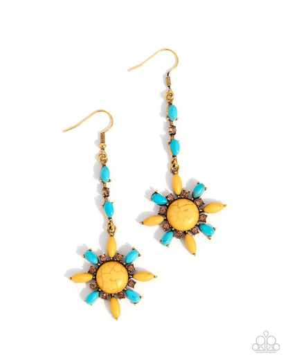 Colorful Combination - yellow - Paparazzi earrings