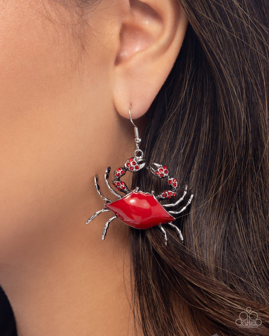 Colorful Crab - red - Paparazzi earrings