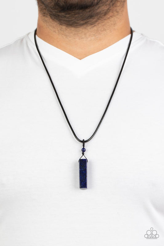 Comes Back ZEN-fold - blue - Paparazzi MENS necklace