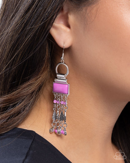 Complimentary Cascade - purple - Paparazzi earrings