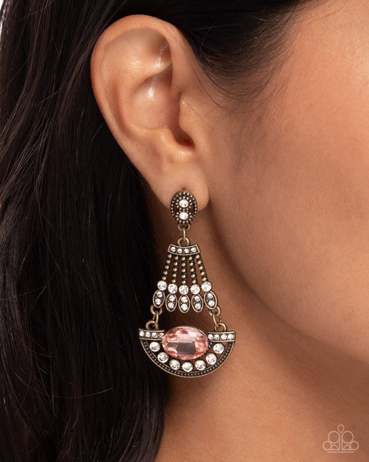 Complimentary Chandelier - brass - Paparazzi earrings