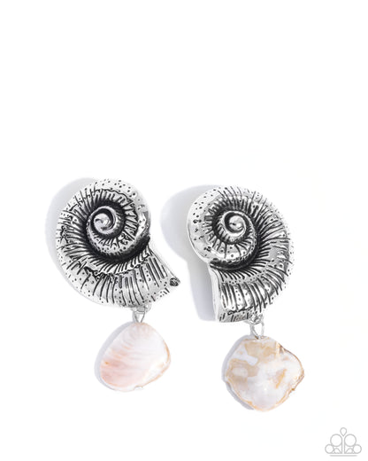 Conch Calypso - white - Paparazzi earrings