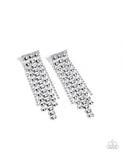 Confident Cadenza - white - Paparazzi earrings