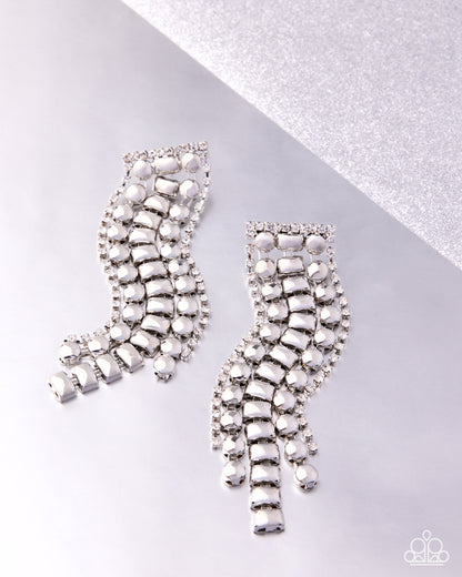 Confident Cadenza - white - Paparazzi earrings