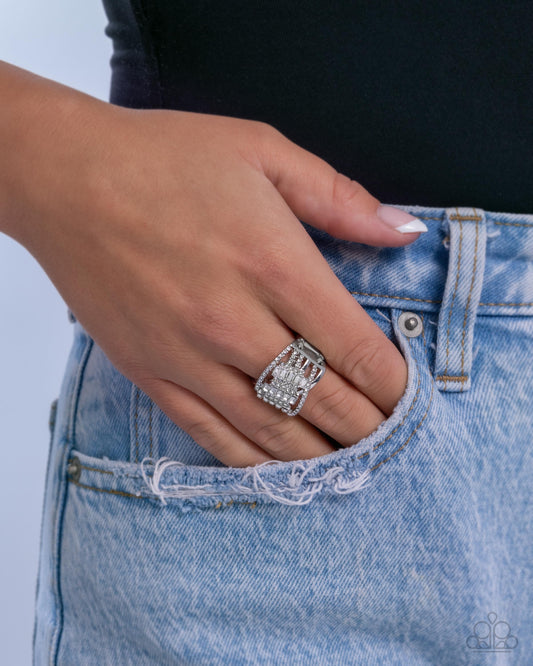 Confident Crisscross - white - Paparazzi ring