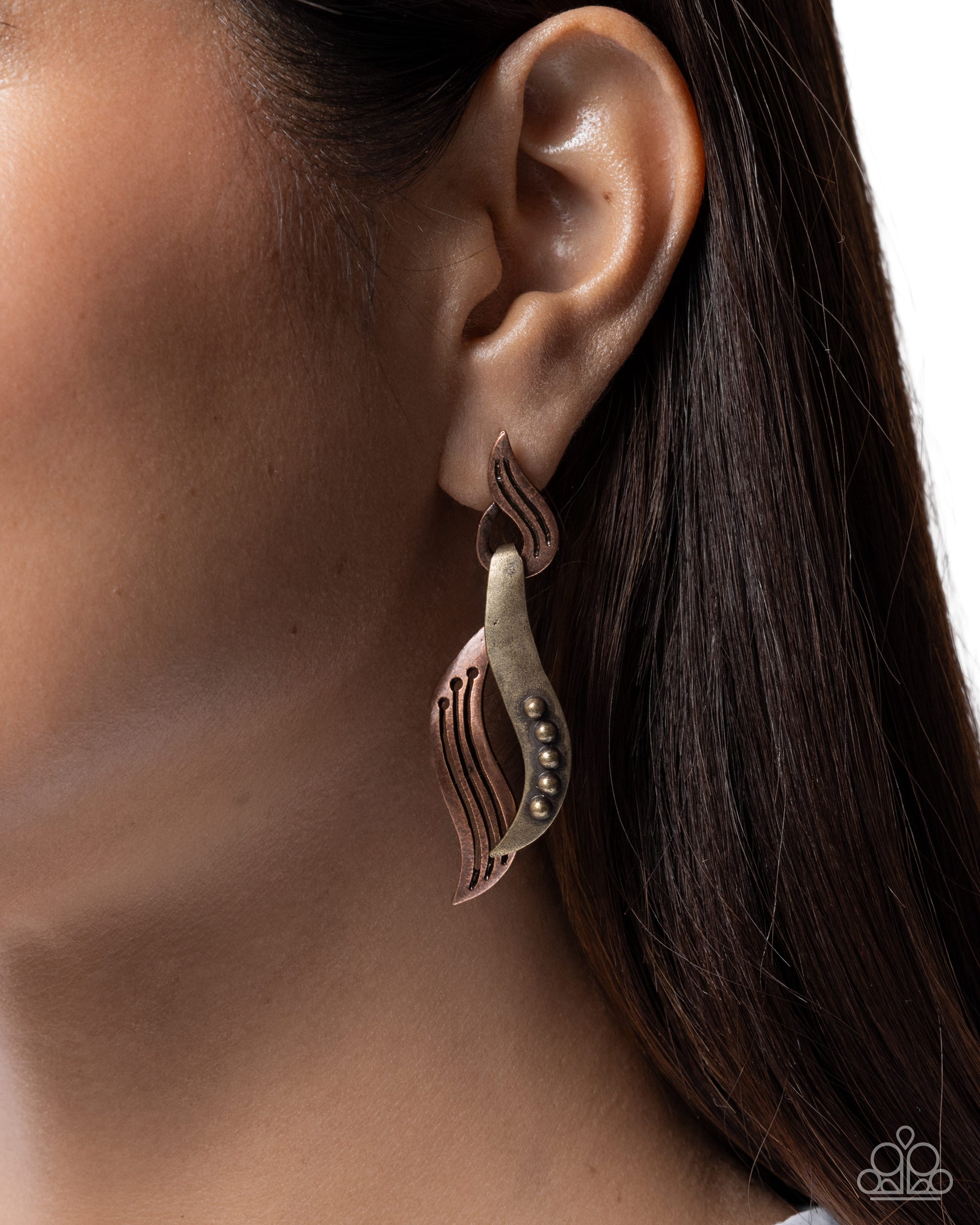 Confident Curls - copper - Paparazzi earrings