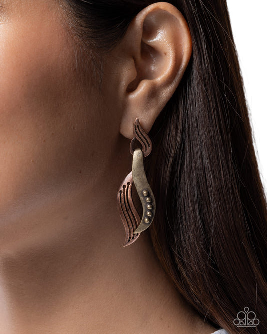 Confident Curls - copper - Paparazzi earrings