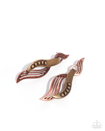Confident Curls - copper - Paparazzi earrings