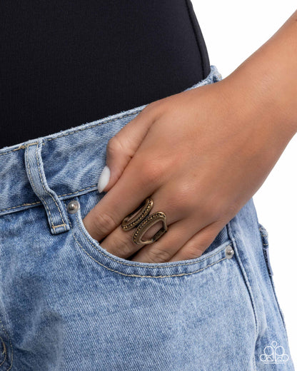 Confident Curves - brass - Paparazzi ring
