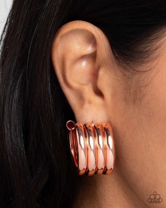 Continuous Construction - copper - Paparazzi earrings