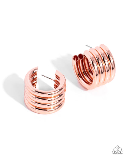 Continuous Construction - copper - Paparazzi earrings