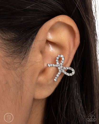 Convincing Charm - white - Paparazzi ear cuff