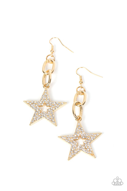Cosmic Celebrity - gold - Paparazzi earrings