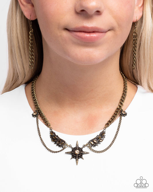 Cosmic Critique - brass - Paparazzi necklace
