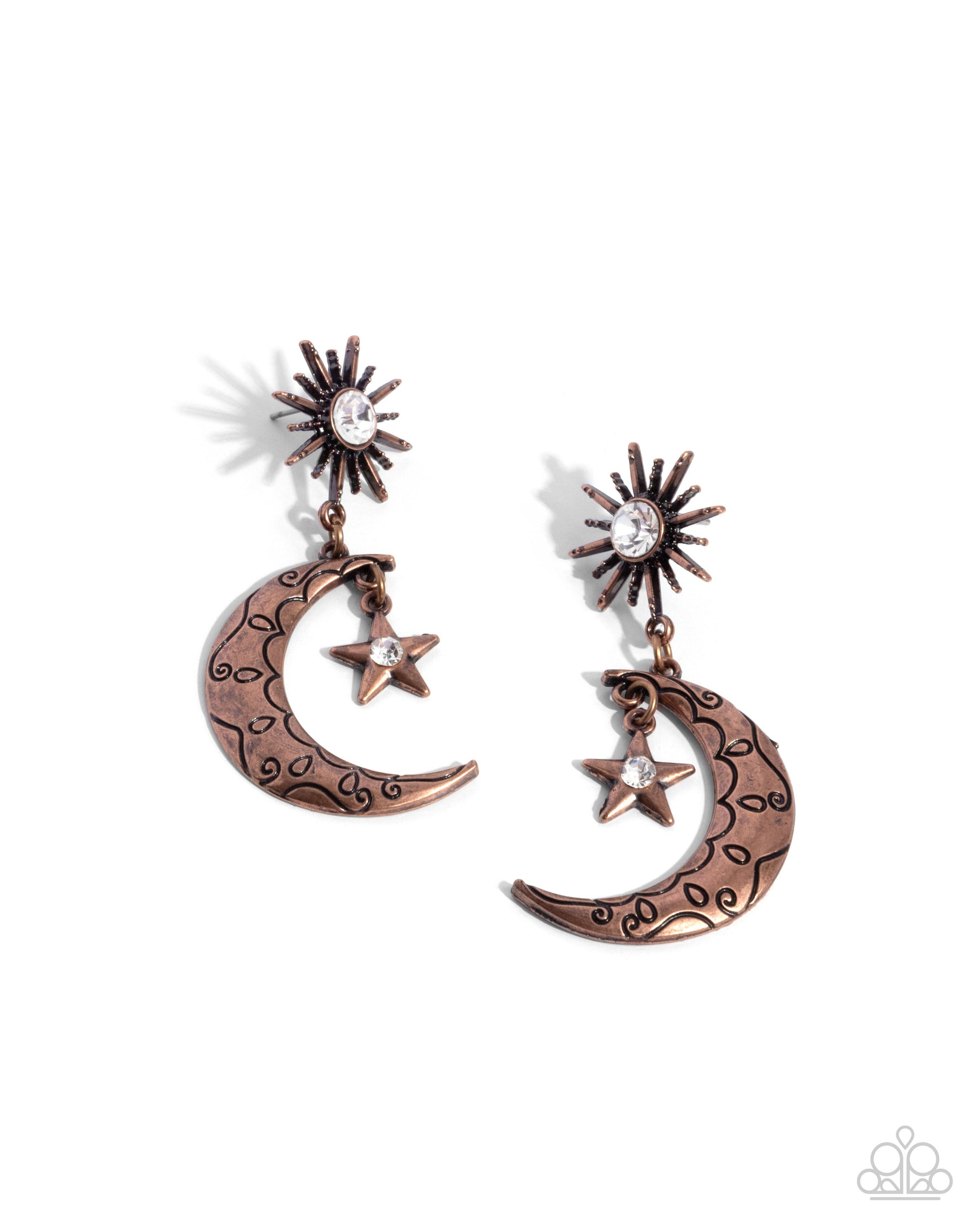 Cosmic Cutie - copper - Paparazzi earrings