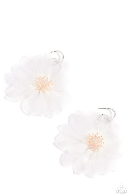 Cosmopolitan Chiffon - white - Paparazzi earrings