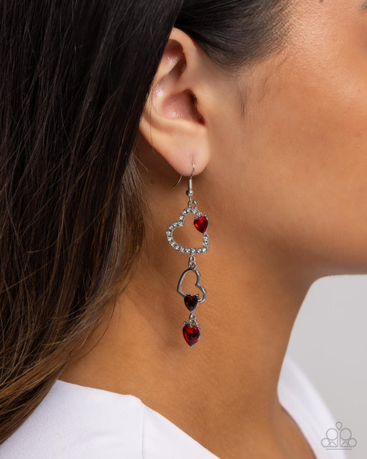 Courting Cascade - red - Paparazzi earrings