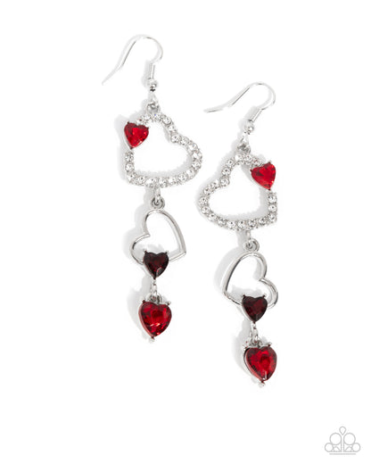 Courting Cascade - red - Paparazzi earrings