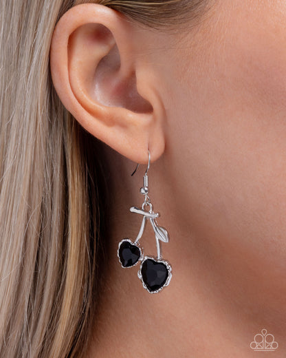 Courting Cherries - black - Paparazzi earrings