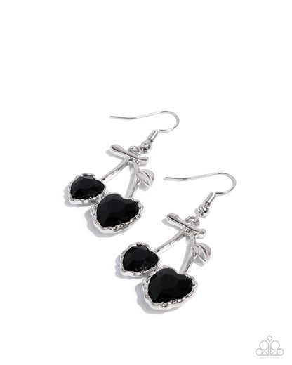 Courting Cherries - black - Paparazzi earrings