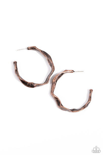 Coveted Curves - copper - Paparazzi earrings