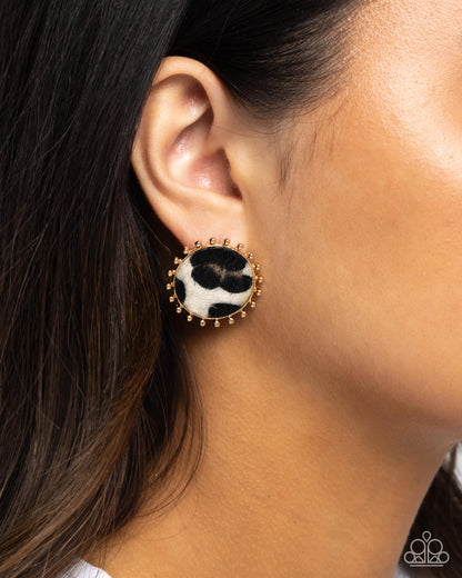 Cowhide Couture - brown - Paparazzi earrings