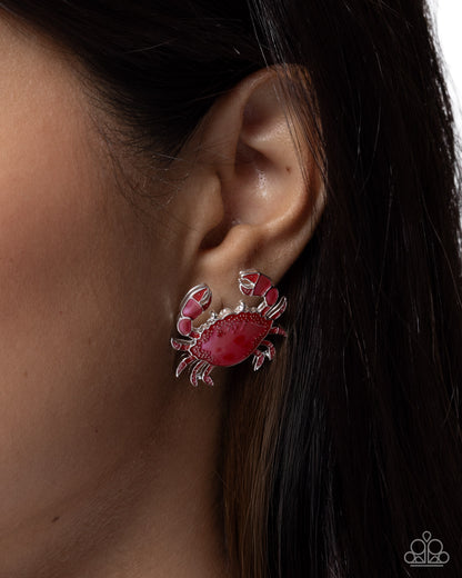 Crab Chic - red - Paparazzi earrings