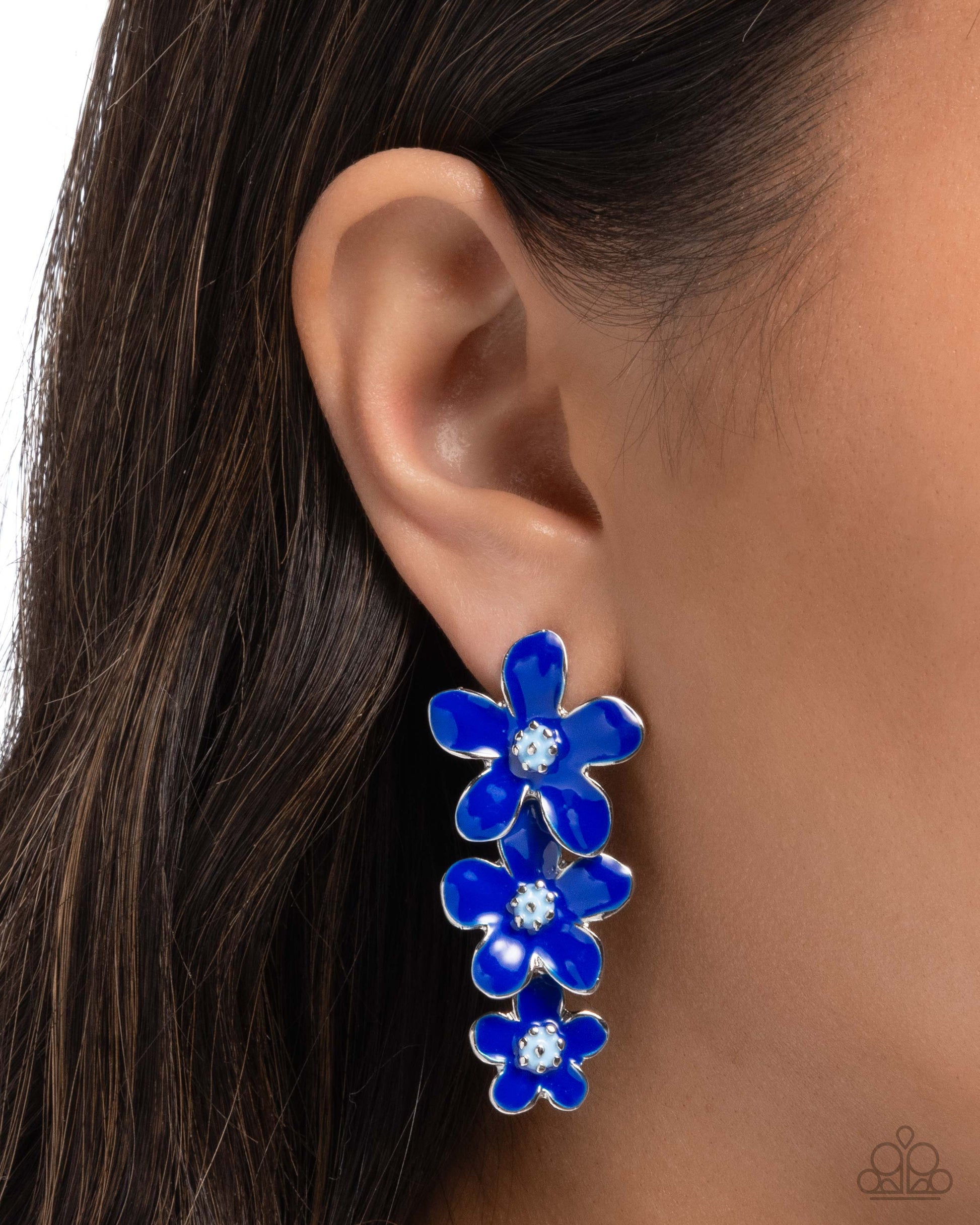 Crack of BLOOM - blue - Paparazzi earrings