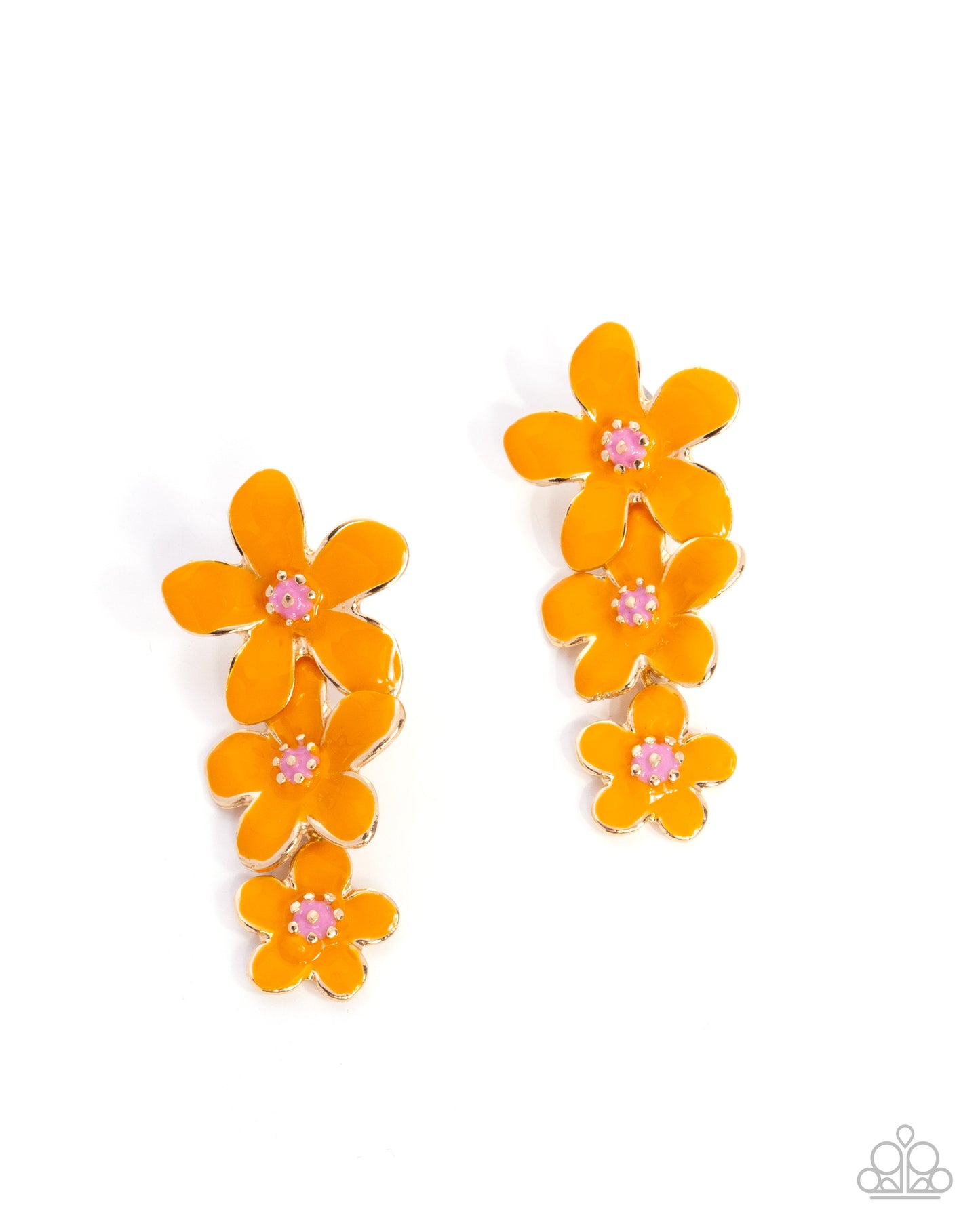 Crack of BLOOM - orange - Paparazzi earrings
