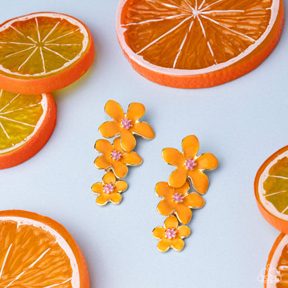 Crack of BLOOM - orange - Paparazzi earrings