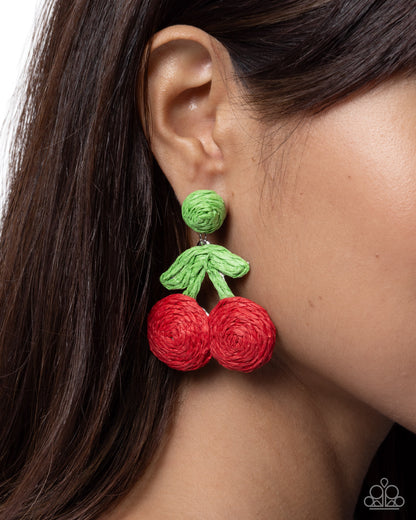 Crafted Cherry - red - Paparazzi earrings