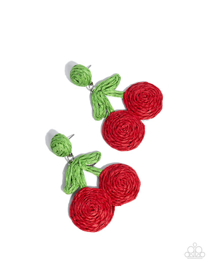 Crafted Cherry - red - Paparazzi earrings