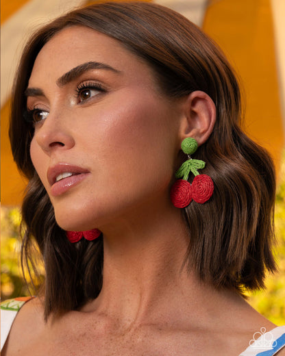 Crafted Cherry - red - Paparazzi earrings