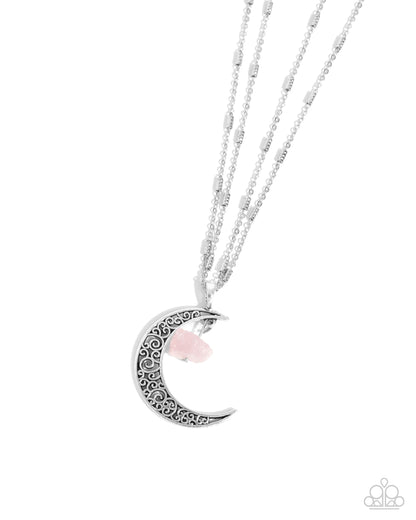 Crescent Charm - pink - Paparazzi necklace