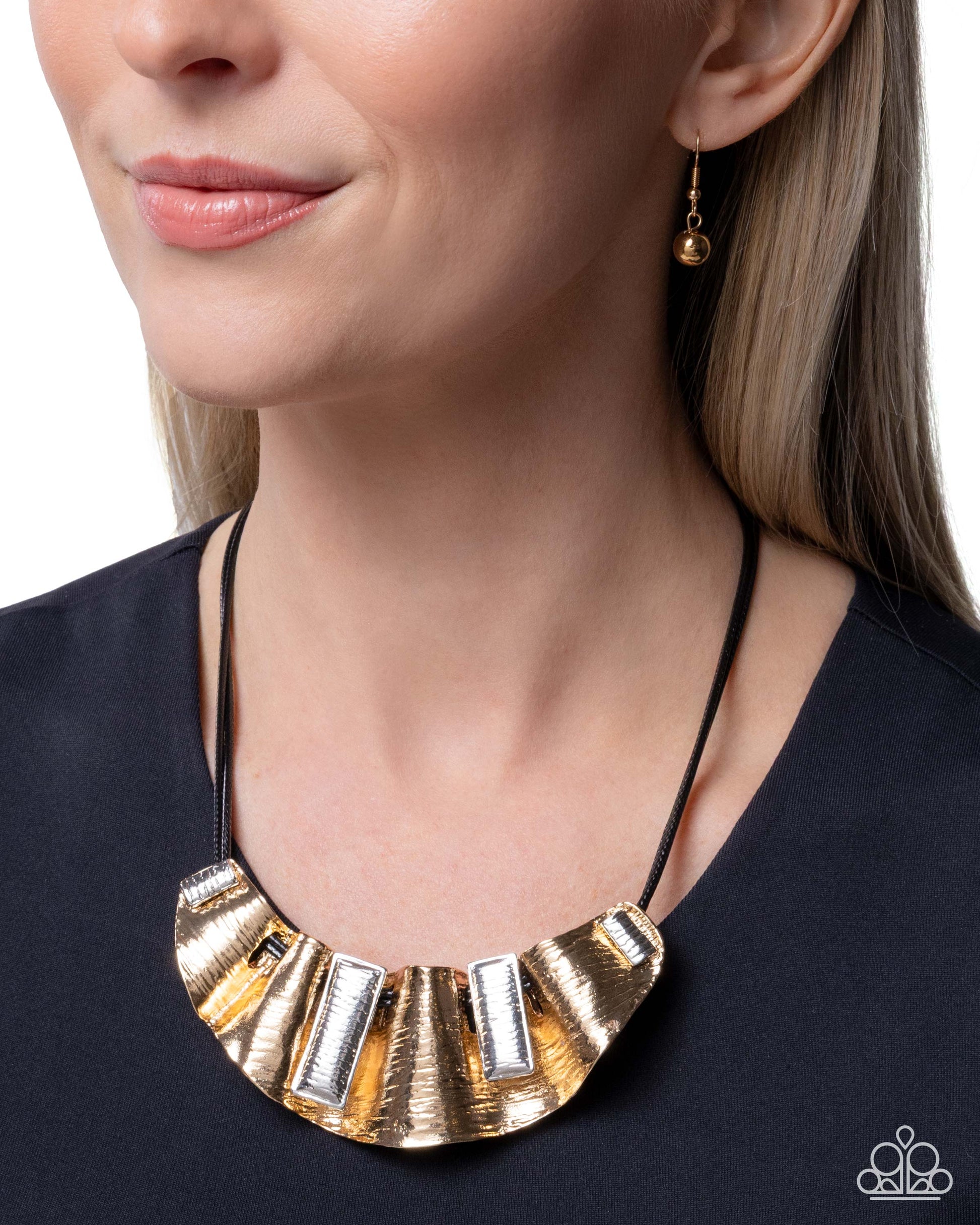 Crimped Caliber - gold - Paparazzi necklace
