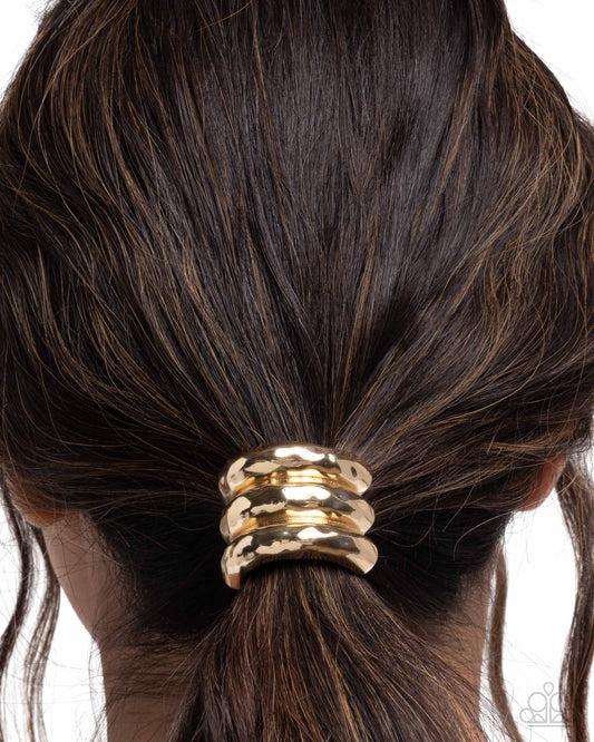 Crimped Celebrity - gold - Paparazzi hair tie