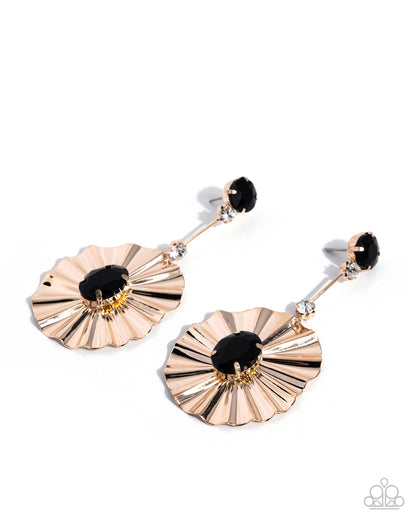 Crimped Champion - black - Paparazzi earrings